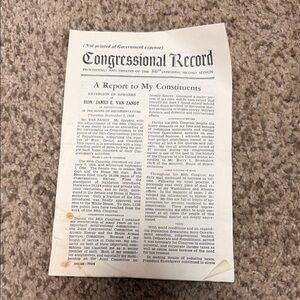 Vintage Congressional Record Document 1960s
